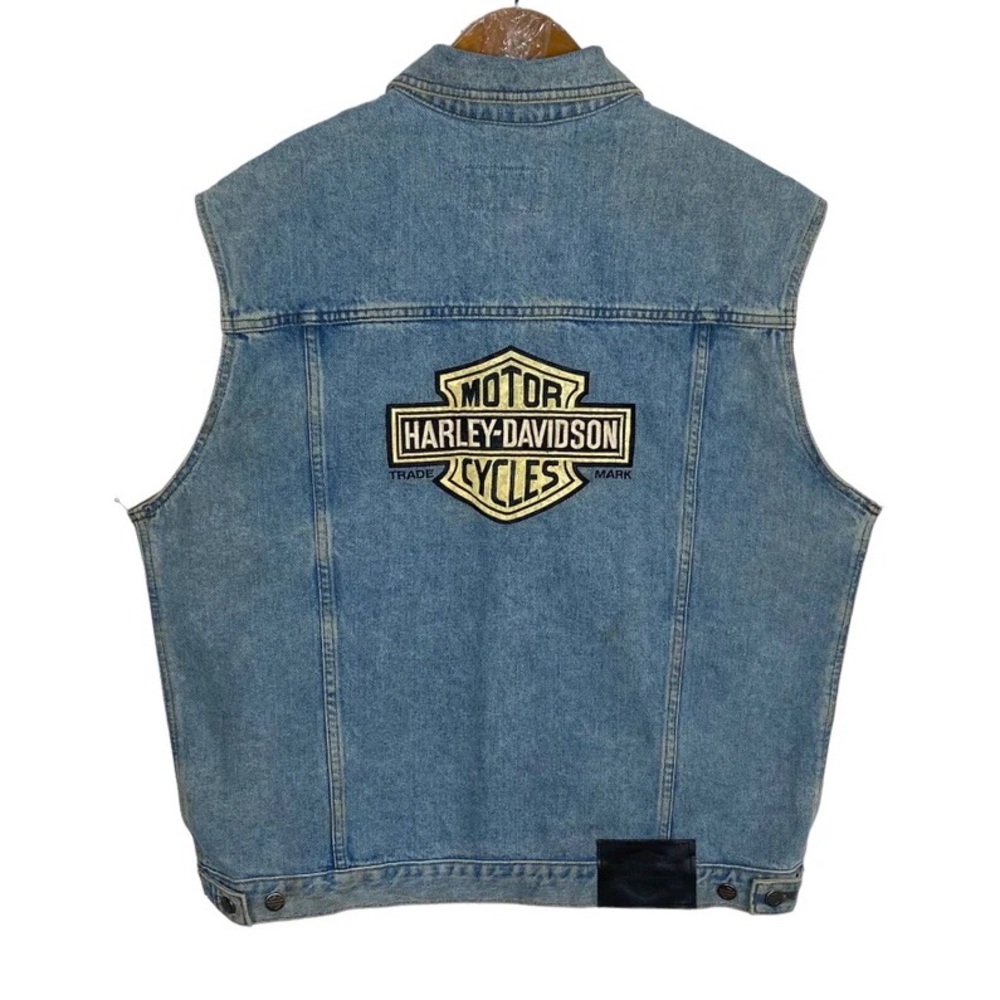 Rare Vintage Harley Davidson Denim Trucker Vest. Size Small.